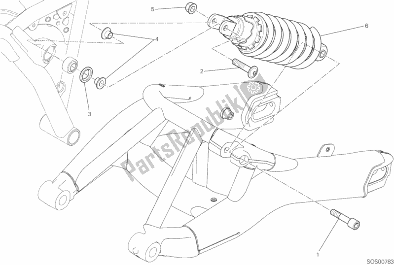 Toutes les pièces pour le Sospensione Posteriore du Ducati Scrambler Sixty2 Thailand 400 2017